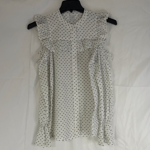 MUD PIE CLARISSA COLD SHOULDER BUTTON-DOWN TOP WHITE Blue Small NWT - Picture 2 of 8